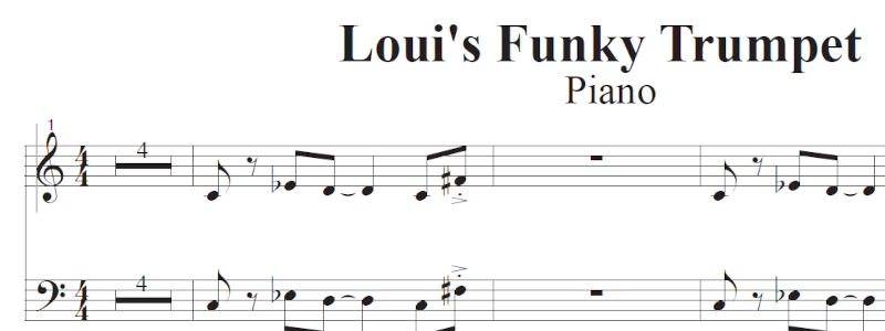 Score preview for Louis' Funky Trumpet