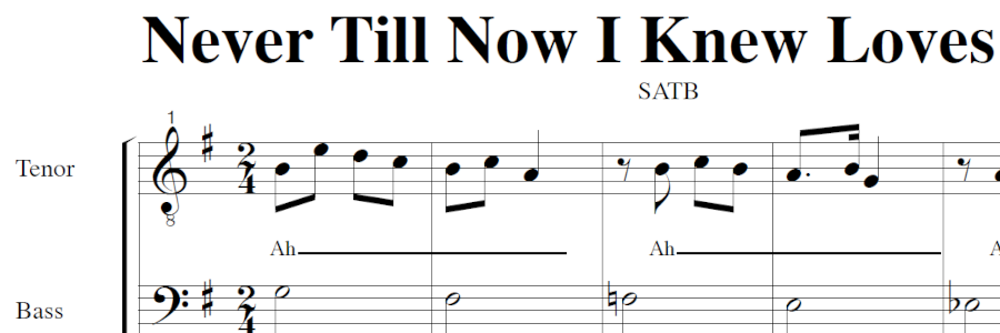 Score preview for Never Till Now
